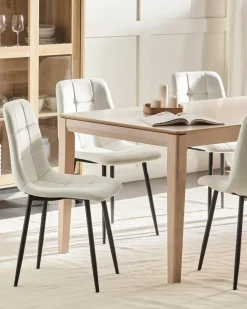 Sæt med 4 spisebordsstole POWELL Velour Cremehvid
