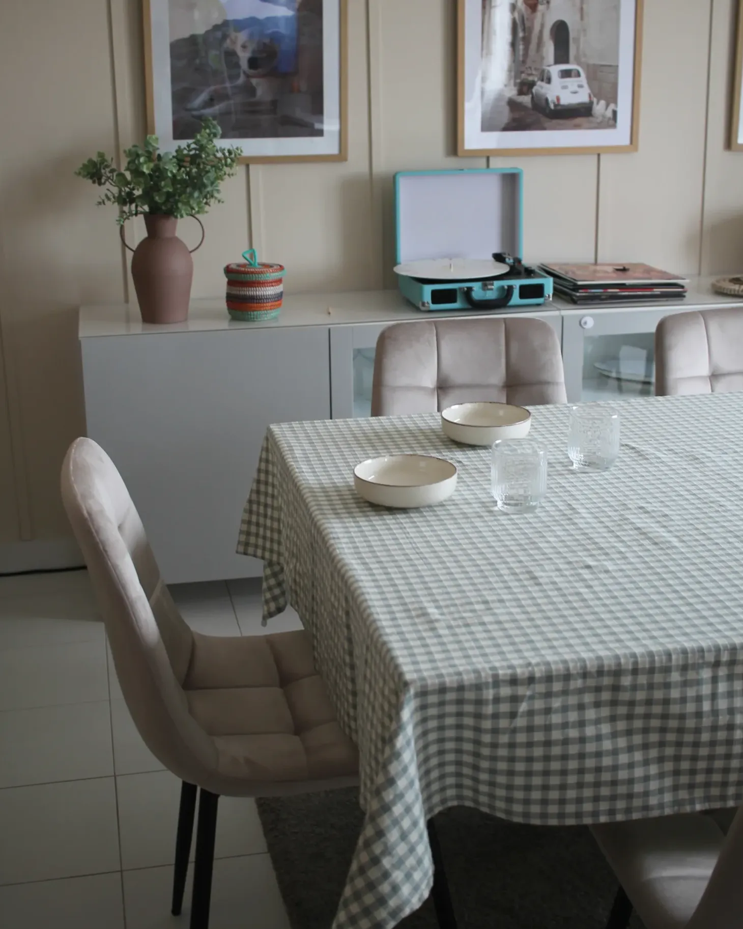 Sæt med 4 spisebordsstole POWELL Velour Beige