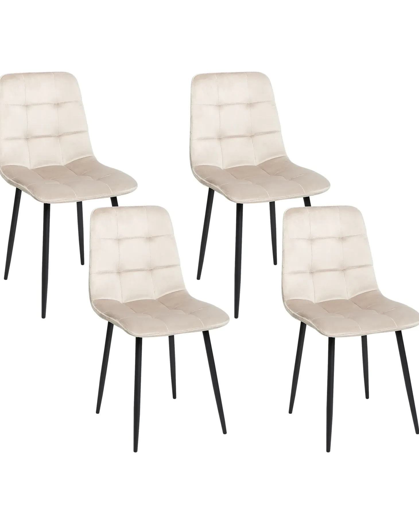 Sæt med 4 spisebordsstole POWELL Velour Beige