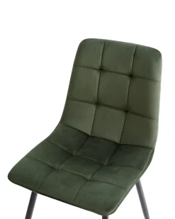 Sæt med 4 spisebordsstole POWELL Velour Olivengrøn