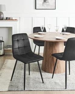 Sæt med 4 spisebordsstole POWELL Velour Sort