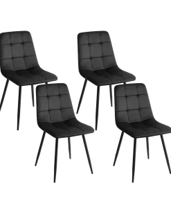 Sæt med 4 spisebordsstole POWELL Velour Sort