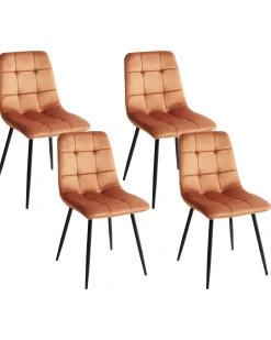 Sæt med 4 spisebordsstole POWELL Velour Orange