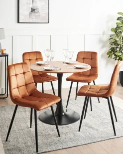 Sæt med 4 spisebordsstole POWELL Velour Orange
