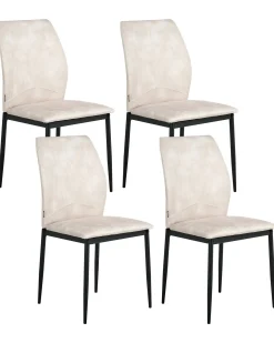 Sæt med 4 spisebordsstole ROCHEPORT Lys Beige
