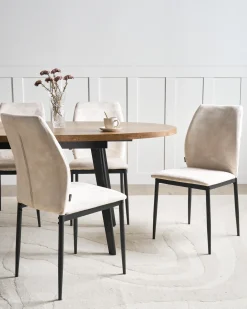Sæt med 4 spisebordsstole ROCHEPORT Lys Beige