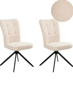 Sæt med 2 spisebordsstole RYAN Boucle Lys Beige