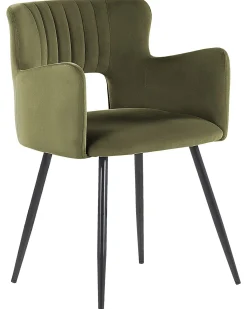 Sæt med 2 spisebordsstole SANILAC Velour Olivengrøn