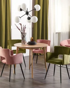 Sæt med 2 spisebordsstole SANILAC Velour Olivengrøn