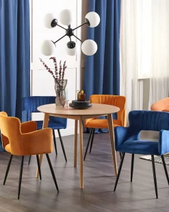 Sæt med 2 spisebordsstole SANILAC Velour Navy Blå
