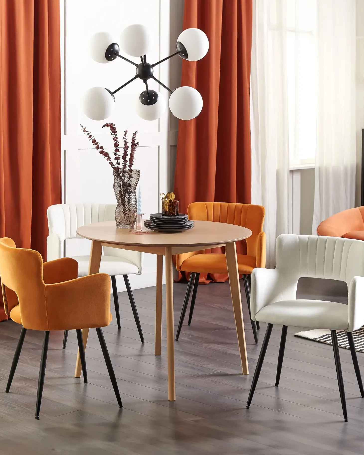 Sæt med 2 spisebordsstole SANILAC Velour Hvid