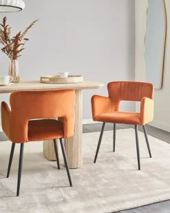 Sæt med 2 spisebordsstole SANILAC Velour Orange