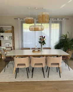 Sæt med 2 spisebordsstole SANILAC Boucle Beige