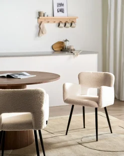 Sæt med 2 spisebordsstole SANILAC Boucle Beige