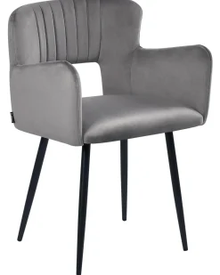 Sæt med 2 spisebordsstole SANILAC Velour Grå