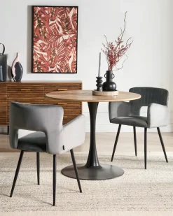 Sæt med 2 spisebordsstole SANILAC Velour Grå