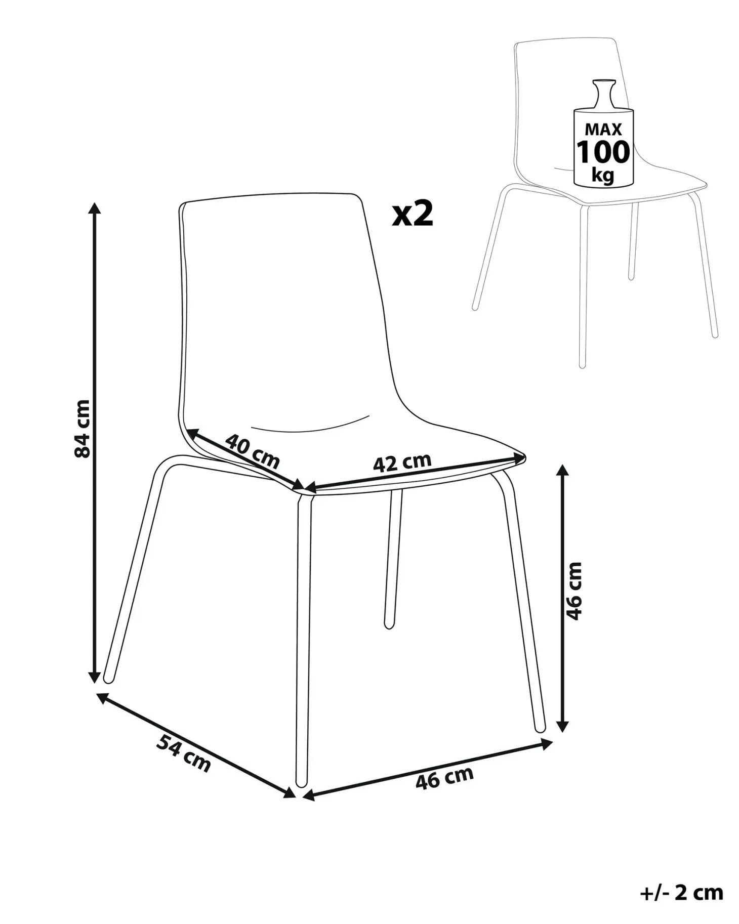 Sæt med 2 spisebordsstole SILERTON Transparent