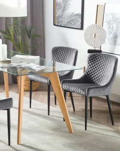Sæt med 2 spisebordsstole SOLANO Velour Grå