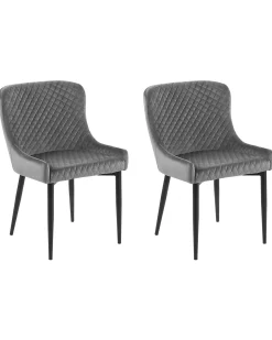 Sæt med 2 spisebordsstole SOLANO Velour Grå