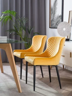 Sæt med 2 spisebordsstole SOLANO Velour Gul
