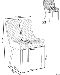 Sæt med 2 spisebordsstole SOLANO Velour Gul