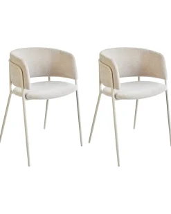 Sæt med 2 spisebordsstole SPRINGER Chenille Lys Beige