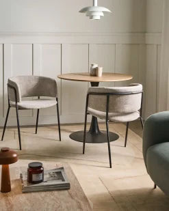 Sæt med 2 spisebordsstole SPRINGER Chenille Brungrå