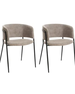 Sæt med 2 spisebordsstole SPRINGER Chenille Brungrå