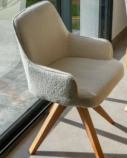 Sæt med 2 spisebordsstole SYLVANIA Boucle Cremehvid