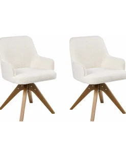 Sæt med 2 spisebordsstole SYLVANIA Boucle Cremehvid