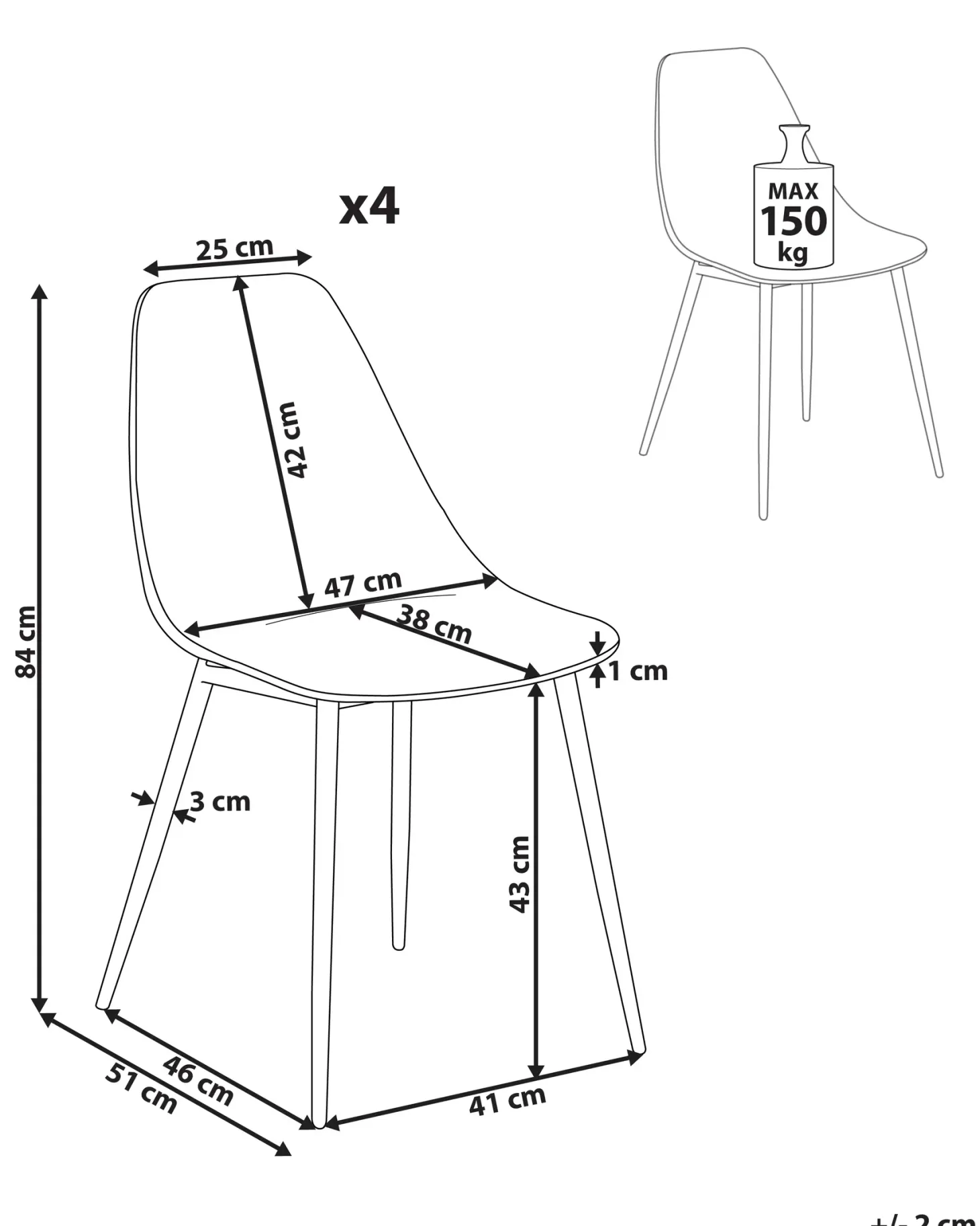 Sæt med 4 spisebordsstole TAKILMA Transparent
