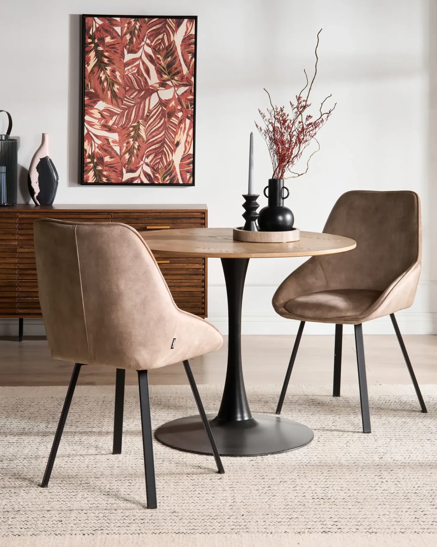 Sæt med 2 spisebordsstole TERLTON Velour Beige