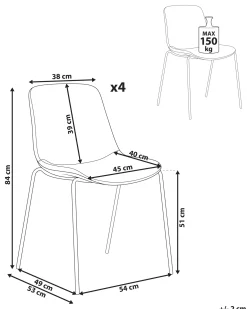 Sæt med 4 spisebordsstole TILLER Beige