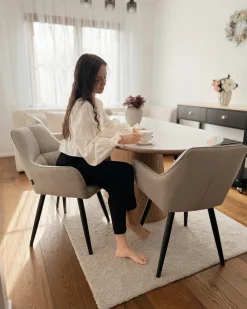 Sæt med 2 spisebordsstole TIRANO Kunstlinned Beige