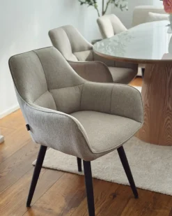 Sæt med 2 spisebordsstole TIRANO Kunstlinned Beige
