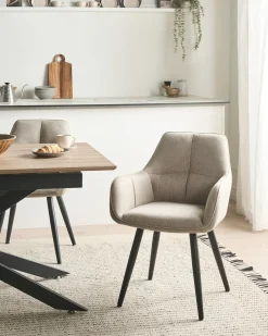 Sæt med 2 spisebordsstole TIRANO Kunstlinned Beige