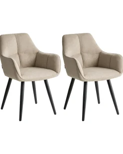 Sæt med 2 spisebordsstole TIRANO Kunstlinned Beige