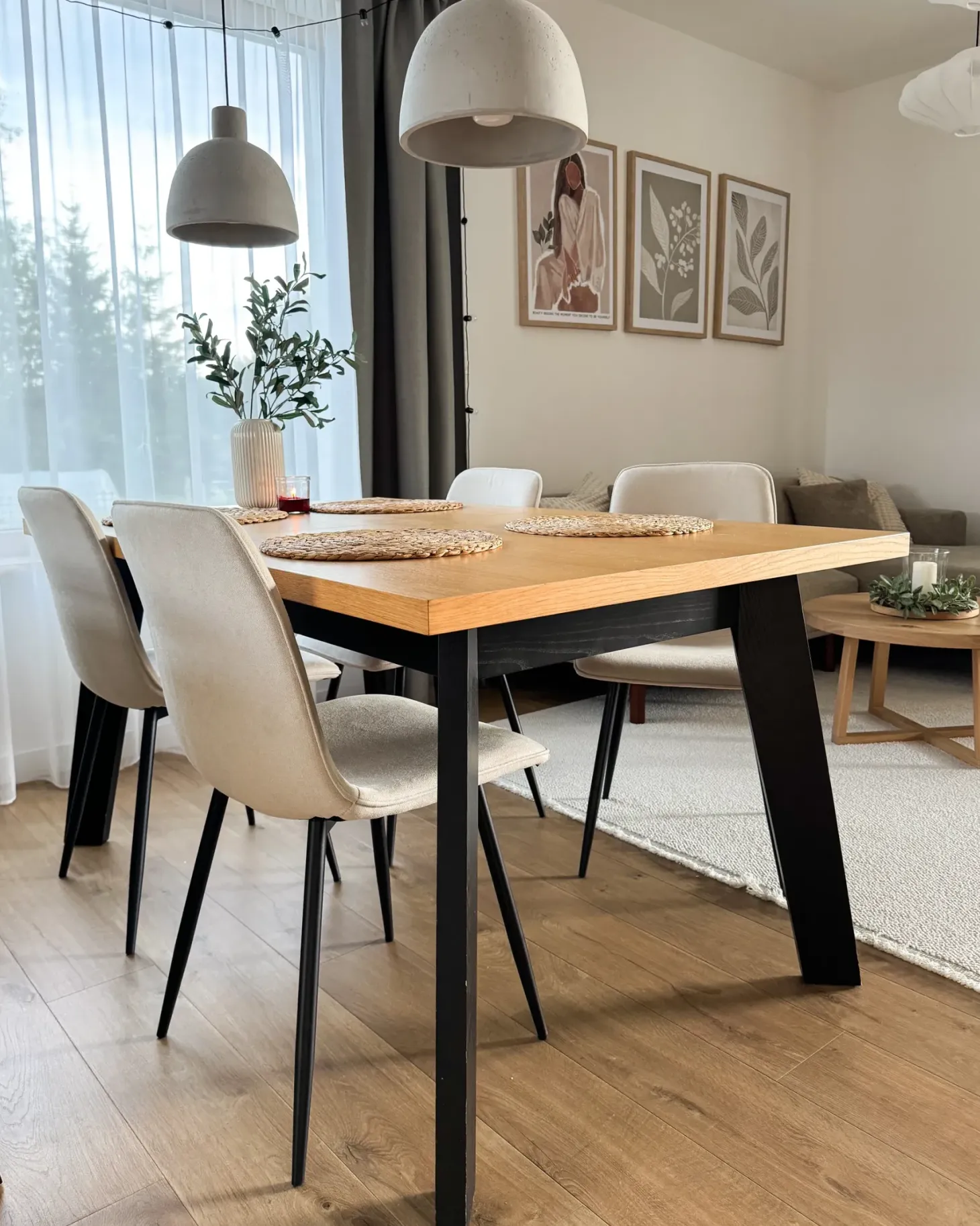Sæt med 4 spisebordsstole TUSCOLA Lys Beige