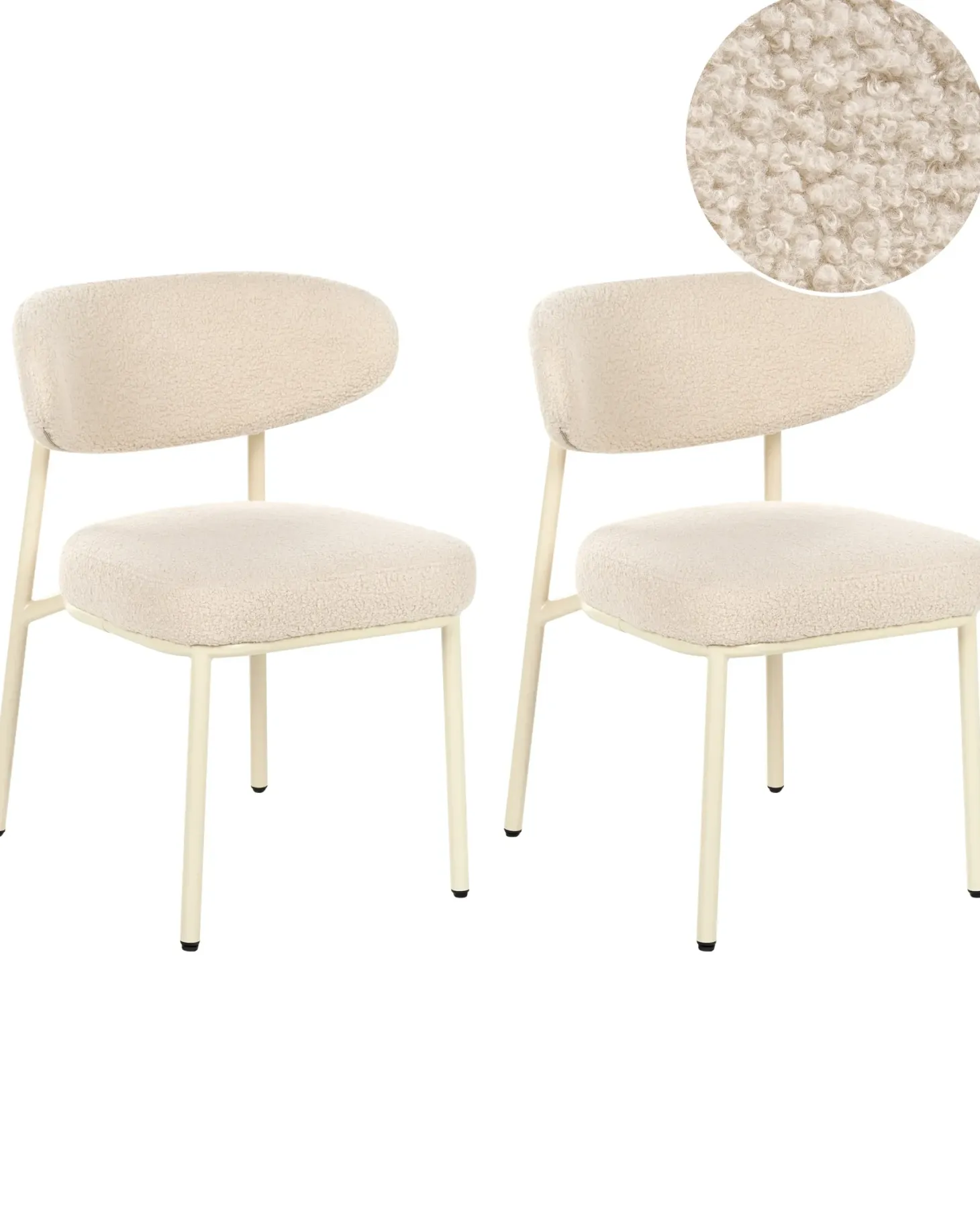 Sæt med 2 spisebordsstole UNITY Boucle Lys Beige