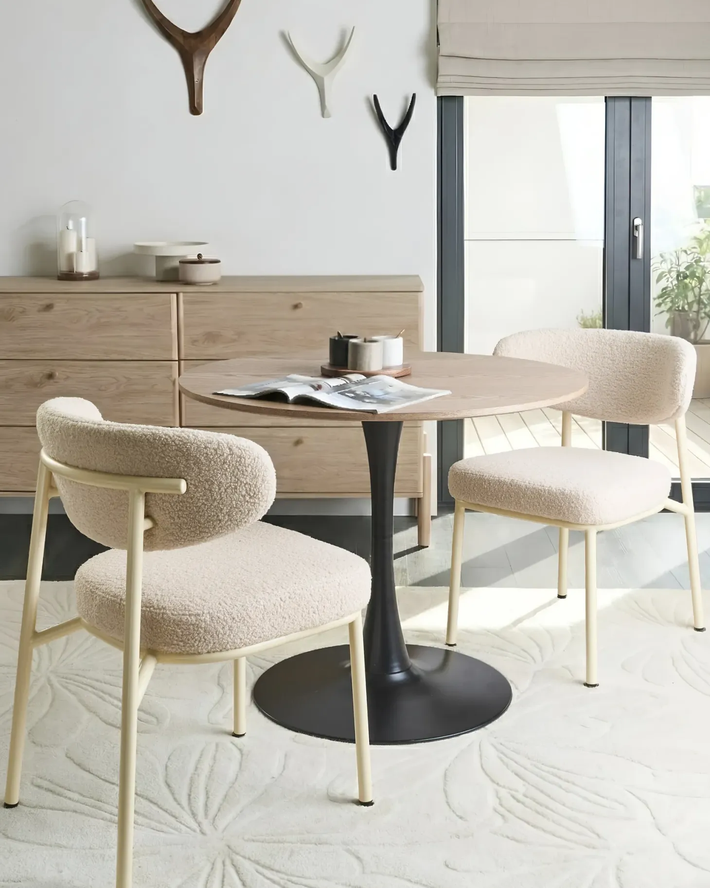 Sæt med 2 spisebordsstole UNITY Boucle Lys Beige