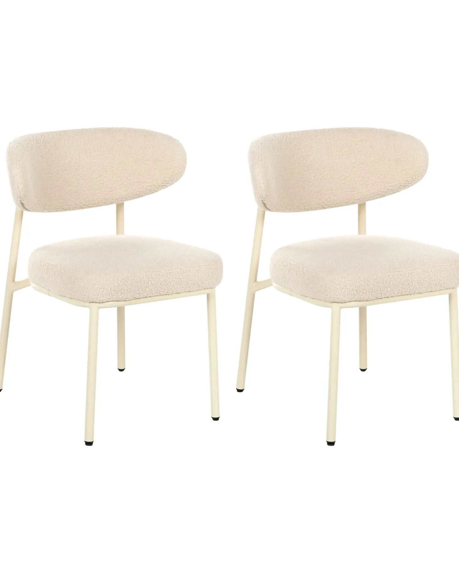 Sæt med 2 spisebordsstole UNITY Boucle Lys Beige