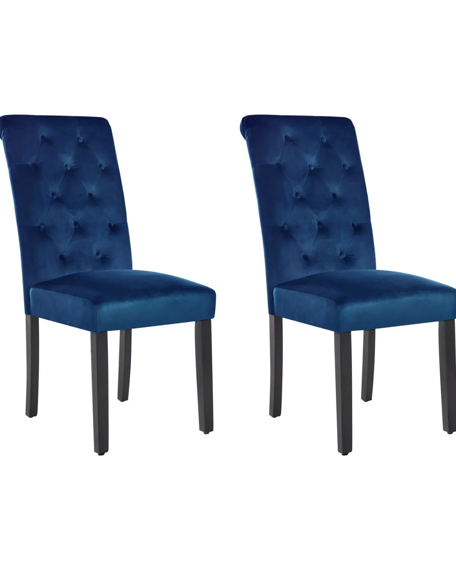 Sæt med 2 spisebordsstole VELVA Velour Mørkeblå