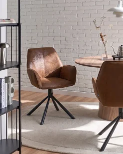 Sæt med 2 spisebordsstole WARNER Kunstruskind Brun