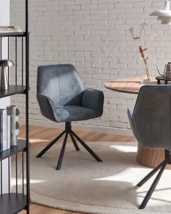 Sæt med 2 spisebordsstole WARNER Kunstruskind Grå