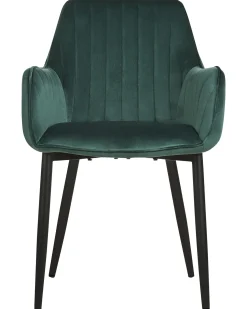 Sæt med 2 spisebordsstole WELLSTON Velour Mørkegrøn