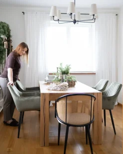 Sæt med 2 spisebordsstole WELLSTON Velour Olivengrøn