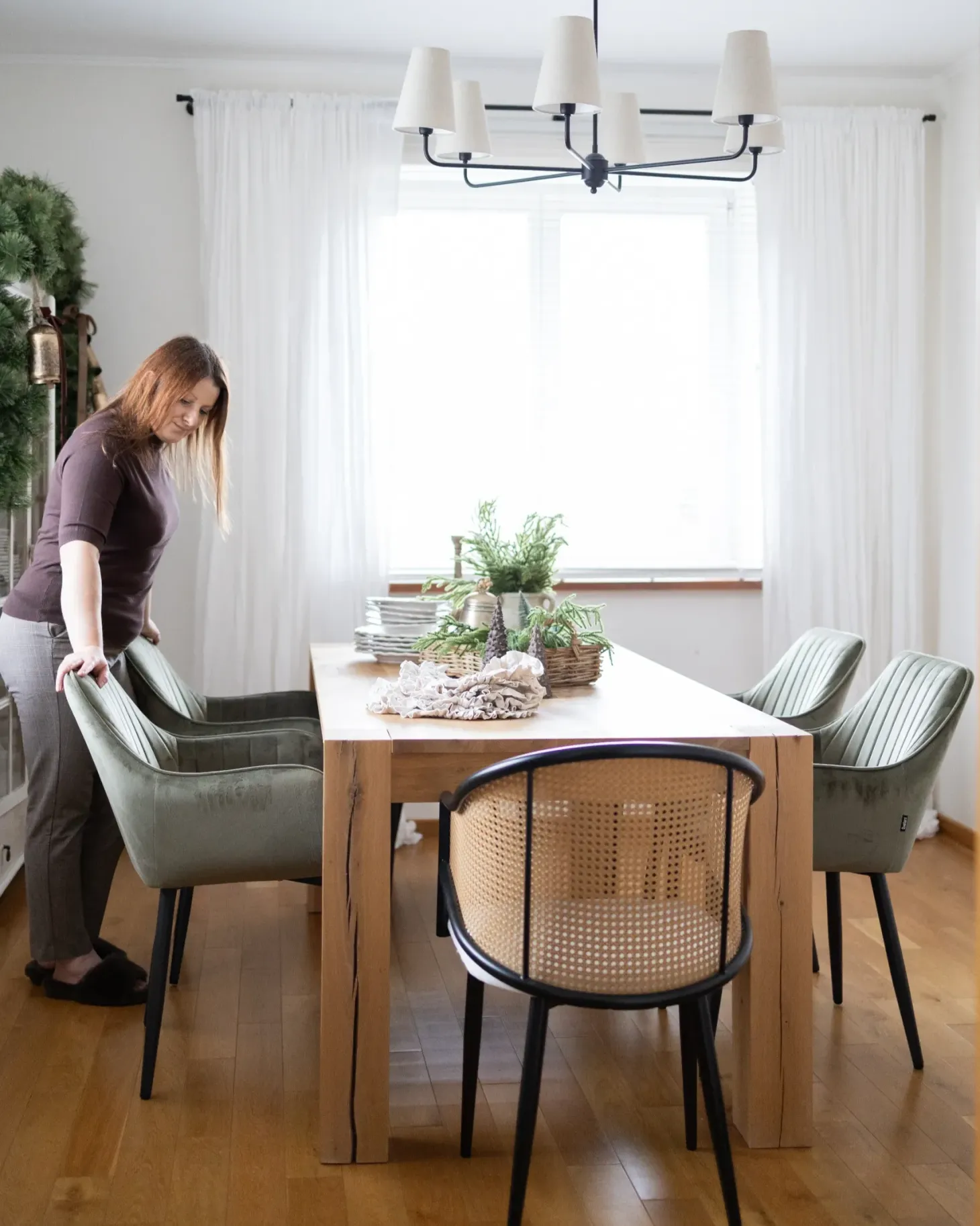 Sæt med 2 spisebordsstole WELLSTON Velour Olivengrøn