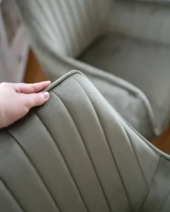 Sæt med 2 spisebordsstole WELLSTON Velour Olivengrøn