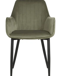 Sæt med 2 spisebordsstole WELLSTON Velour Olivengrøn