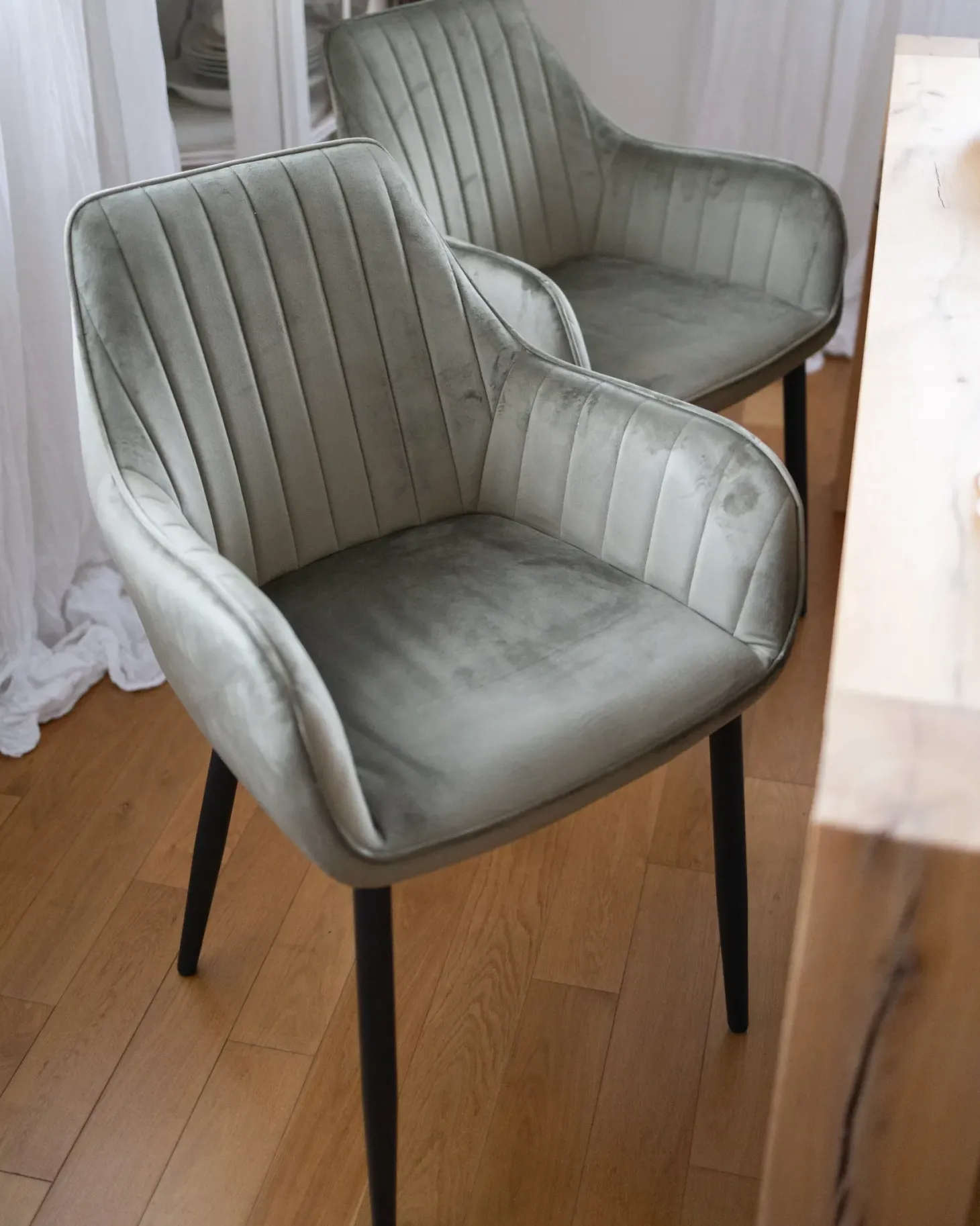 Sæt med 2 spisebordsstole WELLSTON Velour Olivengrøn